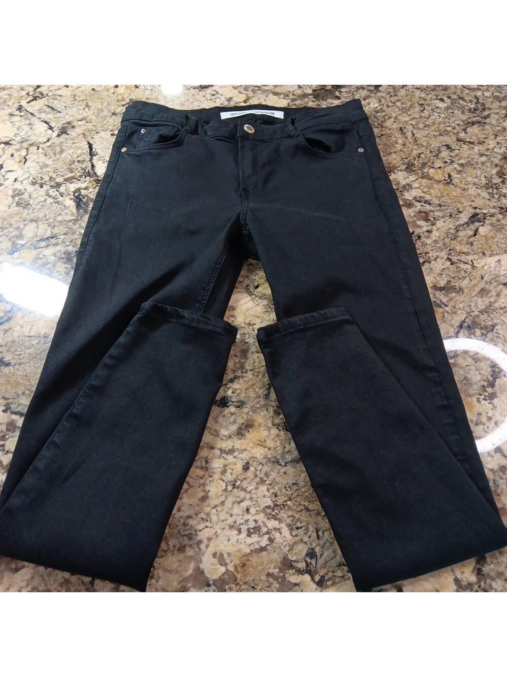 Size 6 X 28 Zara Trafaluc Mid Rise Stretch Womens Black Jeans
